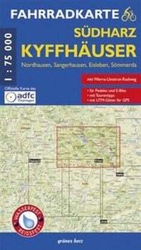Abbildung von: Fahrradkarte Südharz, Kyffhäuser - grünes herz