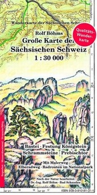 Abbildung von: Große Karte der Sächsischen Schweiz 1:30000 - Kartographischer Vlg Böhm