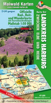 Abbildung von: Harburg Ost = Offizielle Rad-, Reit- u. Wanderkarte = Landkreis Harburg - zwischen Elbe und Heide - Karte Ost - mit interessanten Tourenbeschreibungen auf der Rückseite - Maiwald-Karten