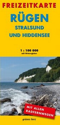 Abbildung von: Freizeitkarte Rügen, Stralsund und Hiddensee - grünes herz