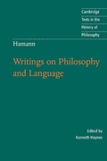 Cover: Hamann: Writings on Philosophy and Language - Cambridge University Press