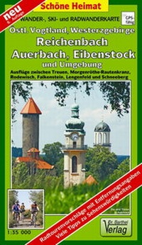 Abbildung von: Wander-, Ski- und Radwanderkarte Östliches Vogtland, Westerzgebirge, Reichenbach, Auerbach, Eibenstock und Umgebung - Barthel, A