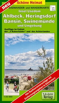 Abbildung von: Radwander- und Wanderkarte Insel Usedom. Ahlbeck, Heringsdorf, Bansin, Swinemünde und Umgebung - Barthel, A