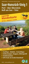 Cover: Publicpress Leporello Wanderkarte Saar-Hunsr&uuml;ck-Steig 1, Perl, Idar-Oberstein, Kell am See, Trier 1:25.000 - freytag & berndt
