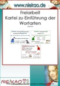 Cover: Freiarbeit - Kartei Wortarten - Kompetenzen entwickeln - Niekao Lernwelten