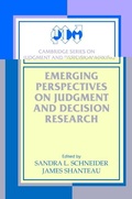 Cover: Emerging Perspectives on Judgment and Decision Research - Cambridge University Press