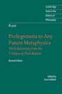 Cover: Immanuel Kant: Prolegomena to Any Future Metaphysics - Cambridge University Press