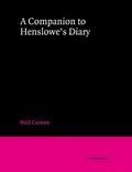 Cover: A Companion to Henslowe's Diary - Cambridge University Press