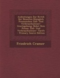 Cover: Andeutungen Zur Kritik Der Neuesten Koniglich Preussischen Zoll- Und Verbrauchssteuer-Gesetzgebung - Nabu Press