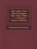 Cover: Die Lehre Von Den Geistigen Und Vom Volke ... - Nabu Press