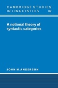 Cover: A Notional Theory of Syntactic Categories - Cambridge University Press