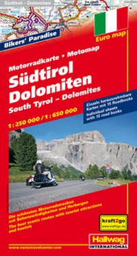 Abbildung von: Südtirol-Dolomiten MotoMap Motorradkarte 1:250 000 / 1:650 000 - Hallwag