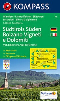 Abbildung von: KOMPASS Wanderkarte Südtirols Süden - Bolzano Vigneti e Dolomiti - Val di Cembra - Val di Fiemme - KOMPASS-Karten