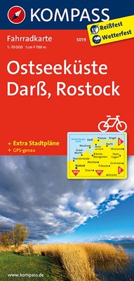 Abbildung von: KOMPASS Fahrradkarte 3019 Ostseeküste, Darß, Rostock, 1:70.000 - KOMPASS-Karten