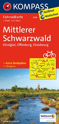 Abbildung von: KOMPASS Fahrradkarte Mittlerer Schwarzwald, Kinzigtal, Offenburg, Strasbourg - KOMPASS-Karten