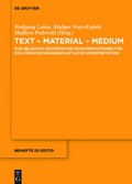 Cover: Text - Material - Medium - De Gruyter