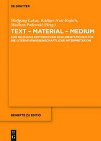 Enlarge image Cover: Text - Material - Medium - De Gruyter