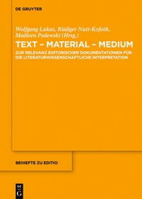 Enlarge image Cover: Text - Material - Medium - De Gruyter