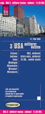 Abbildung von: Reise Know-How Landkarte USA 03, Mittlerer Westen (1.1.250.000) : Illinois, Indiana, Iowa, Michigan, Minnesota, Missouri, Wisconsin - Reise Know-How Verlag Peter Rump GmbH
