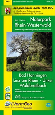 Abbildung von: Naturpark Rhein-Westerwald/Blatt 1 (West) - Bad Hönningen, Linz am Rhein, Unkel, Waldbreitbach (WR) - Landesamt für Vermessung und Geobasisinformation Rheinland-Pfalz