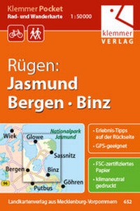 Abbildung von: Klemmer Pocket Rad- und Wanderkarte Rügen: Jasmund, Bergen, Binz - Klemmer-Verlag