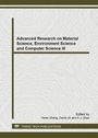 Cover: Advanced Research on Material Science, Environment Science and Computer Science III - Trans Tech Publications Ltd