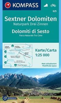 Abbildung von: KOMPASS Wanderkarte 625 Sextner Dolomiten, Naturpark Drei Zinnen, Dolomiti di Sesto, Parco Naturale Tre Cime 1:25.000 - KOMPASS-Karten