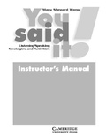Cover: You Said It! Instructor's Manual - Cambridge University Press