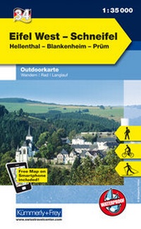 Abbildung von: Eifel West - Schneifel Nr. 34 Outdoorkarte Deutschland 1:35 000 - Kümmerly+Frey