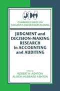 Cover: Judgment and Decision-Making Research in Accounting and Auditing - Cambridge University Press