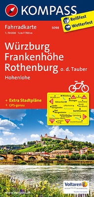 Abbildung von: KOMPASS Fahrradkarte Würzburg, Frankenhöhe, Rothenburg o. d. Tauber, Hohenlohe - KOMPASS-Karten