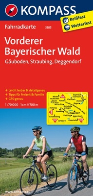 Abbildung von: KOMPASS Fahrradkarte 3105 Vorderer Bayerischer Wald - Gäuboden - Straubing - Deggendorf 1:70.000 - KOMPASS-Karten