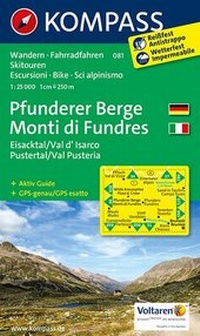 Abbildung von: KOMPASS Wanderkarte Pfunderer Berge/Monti di Fundres, Eisacktal/Val d'Isarco, Pustertal/Val Pusteria - KOMPASS-Karten
