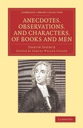Cover: Anecdotes, Observations, and Characters, of Books and Men - Cambridge University Press