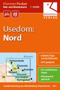 Abbildung von: Klemmer Pocket Rad- und Wanderkarte Usedom: Nord - Klemmer-Verlag
