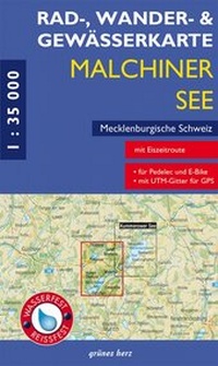 Abbildung von: Rad-, Wander- und Gewässerkarte Malchiner See, Mecklenburgische Schweiz - grünes herz