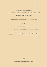 Bild: Beitrag zur statistischen Verifikation der Minderheiten-Theorie - VS Verlag für Sozialwissenschaften