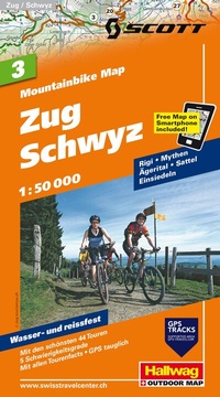 Abbildung von: Hallwag Mountainbike-Karte 3 Zug, Schwyz 1:50.000 - Hallwag Kümmerly+Frey