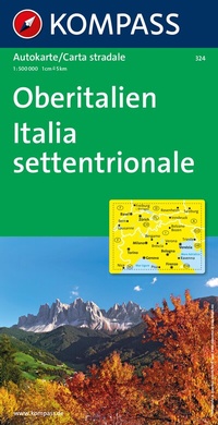 Abbildung von: KOMPASS Autokarte Oberitalien, Italia settentrionale, Northern Italy, Italie du Nord 1:500.000 - KOMPASS-Karten
