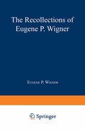 Cover: The Recollections of Eugene P. Wigner - Kluwer Academic / Plenum Publishers