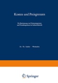 Cover: Kosten und Preisgrenzen - Springer Gabler