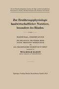 Cover: Zur Ern&auml;hrungsphysiologie landwirtschaftlicher Nutztiere, besonders des Rindes - Springer