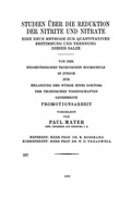 Cover: Studien &uuml;ber die Reduktion der Nitrite und Nitrate - Springer