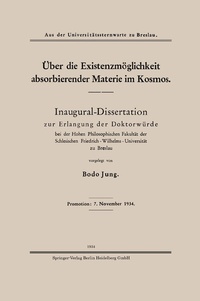 Abbildung von: Über die Existenzmöglichkeit absorbierender Materie im Kosmos - Springer
