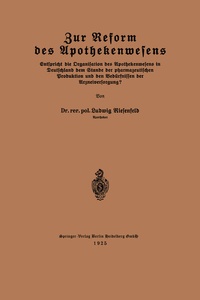 Abbildung von: Zur Reform des Apothekenwesens - Springer