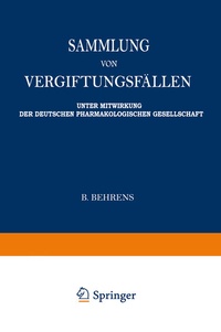 Abbildung von: Sammlung von vergiftungsfällen - Springer