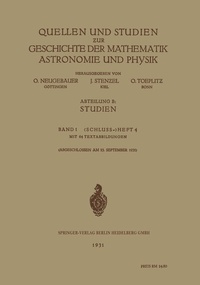 Abbildung von: Quellen und Studien Zur Geschichte der Mathematik Astronomie und Physik - Springer
