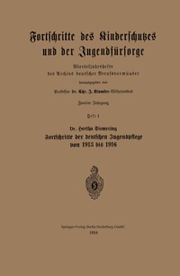Abbildung von: Fortschritte des Kinderschutzes und der Jugendfürsorge - Springer