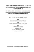 Cover: Schlachtbeobachtungen und Ausschlachtungsversuche an Schweinen III - Springer