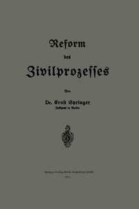 Abbildung von: Reform des Zivilprozesses - Springer